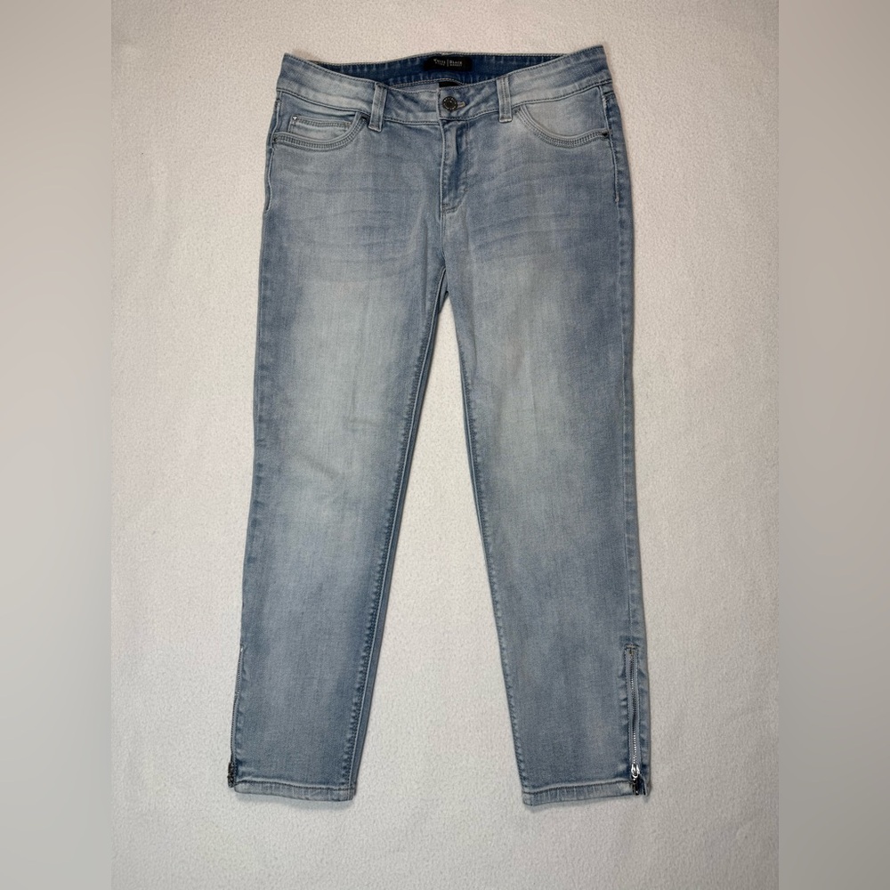 2/$30 White House Black Market Skinny Crop Zip Ankle Low Rise jeans Size 4 #2272